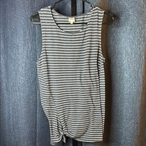 Kaileigh Gray and White Tie Front Tank Top